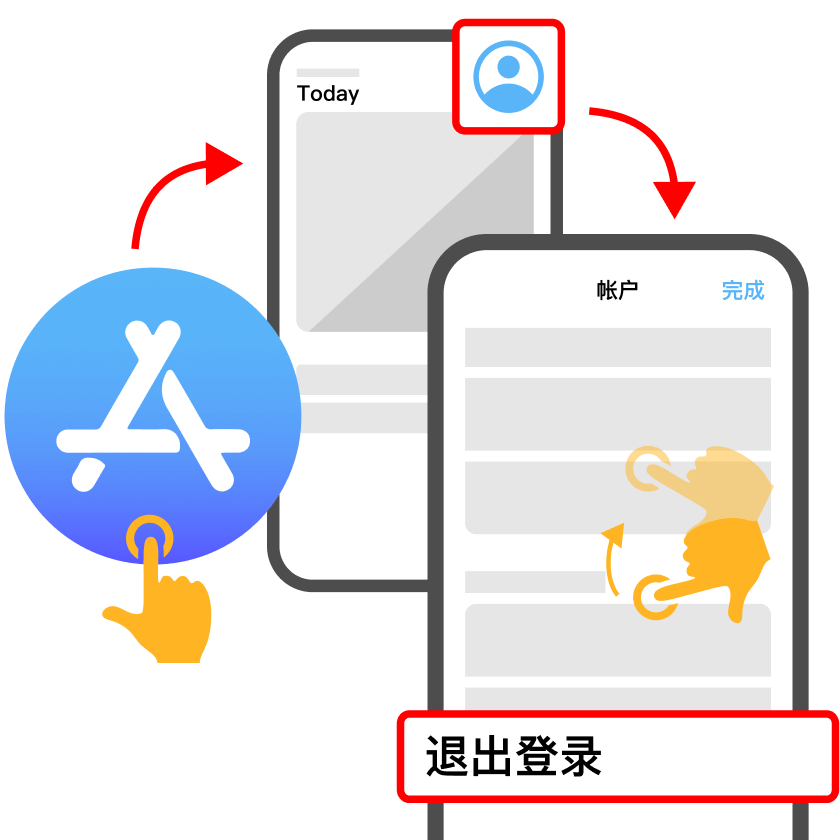 打开 App Store 并退出当前账号